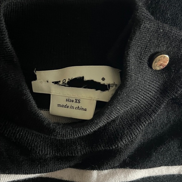 Kate Spade Broome Street Striped Mock-Neck Button Shoulder Sweater Black NWOT - Picture 2 of 6